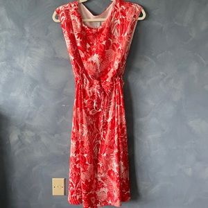 Red & white floral dress